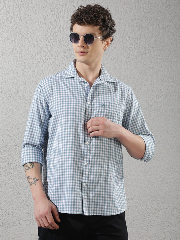 Green Checked Linen Shirt