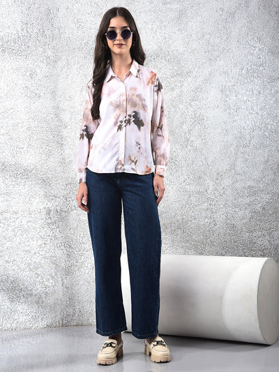 Peach Floral Print Shirt