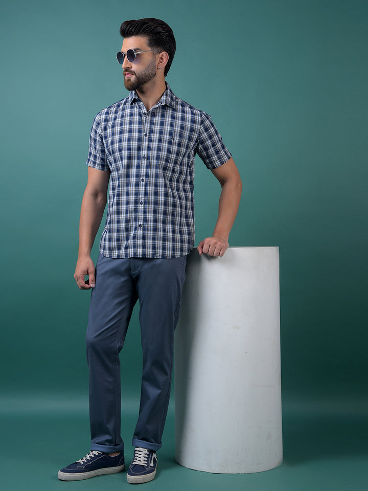Blue Printed Trousers
