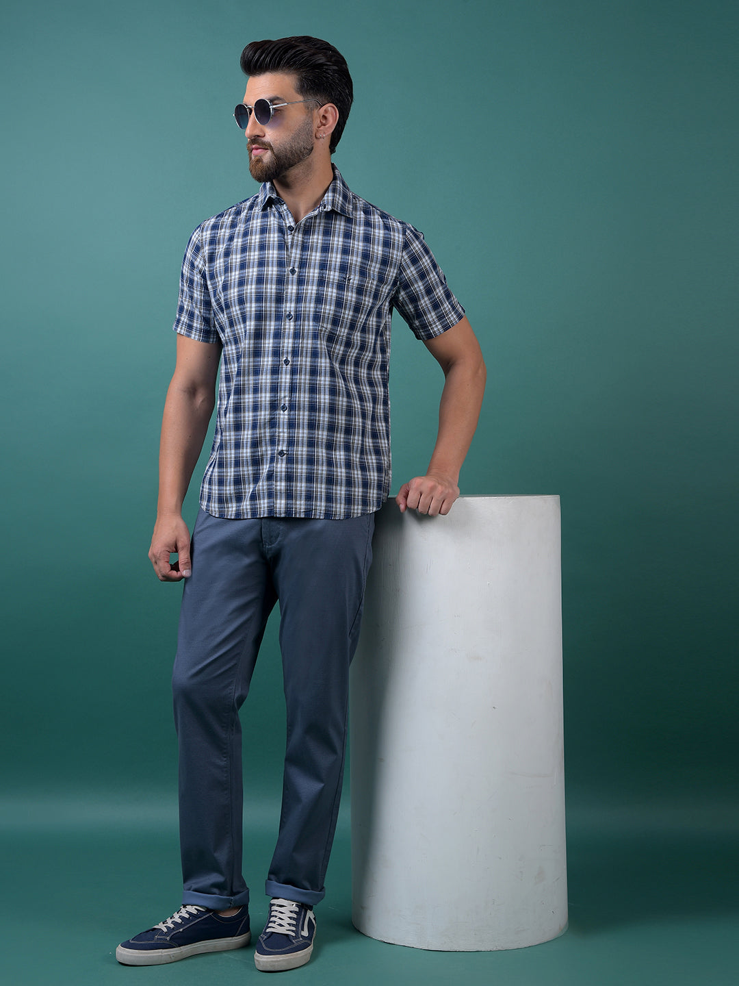 Blue Printed Trousers