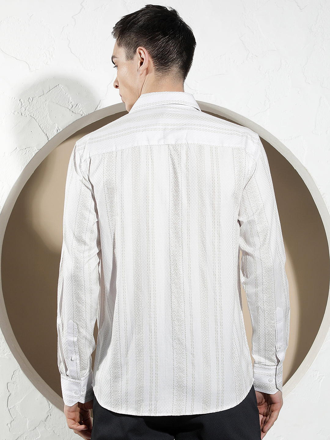 White Vertical Striped 100% Cotton Shirt