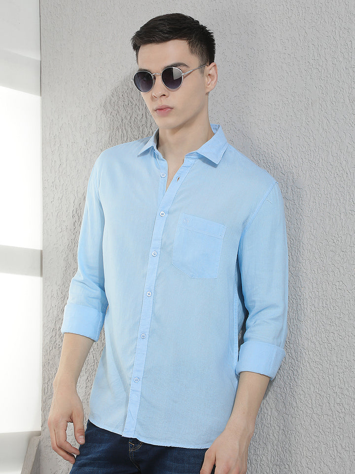 Sky Blue Linen Shirt