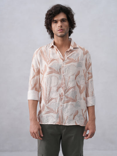 Peach Floral Print Shirt