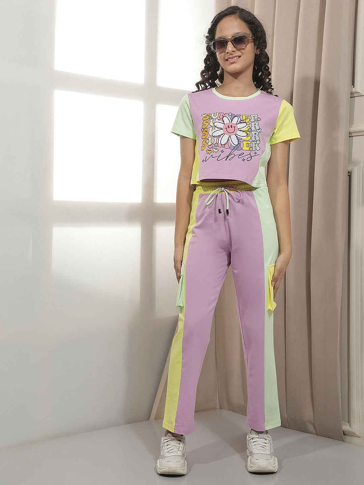 Purple Colorblocked Trackpants