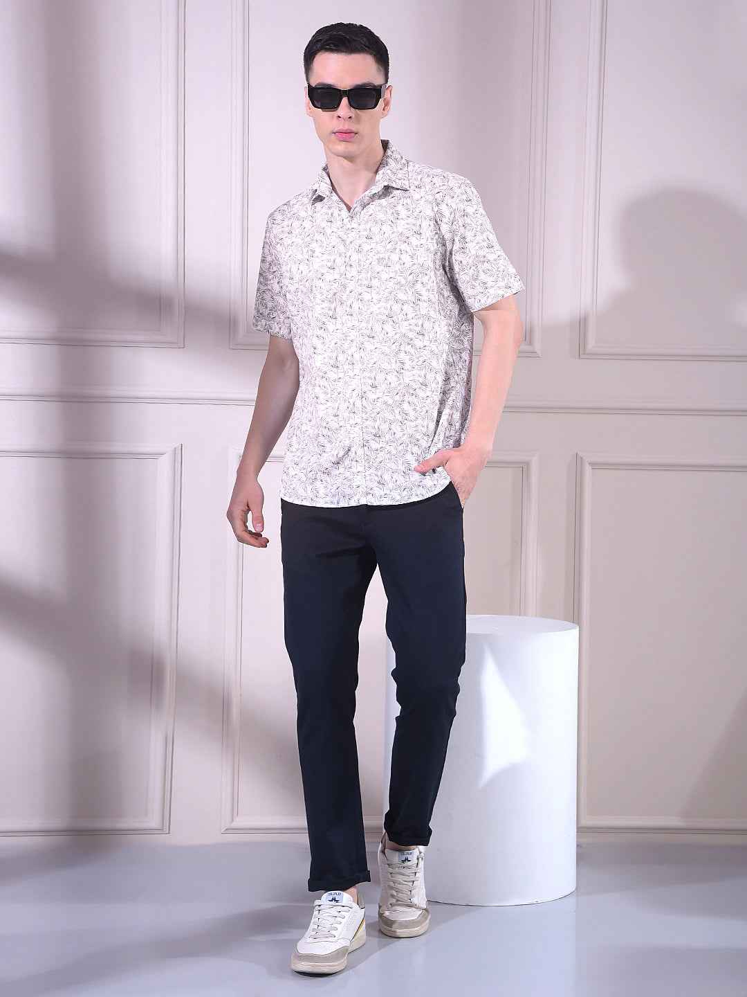 Grey Floral Print Shirt