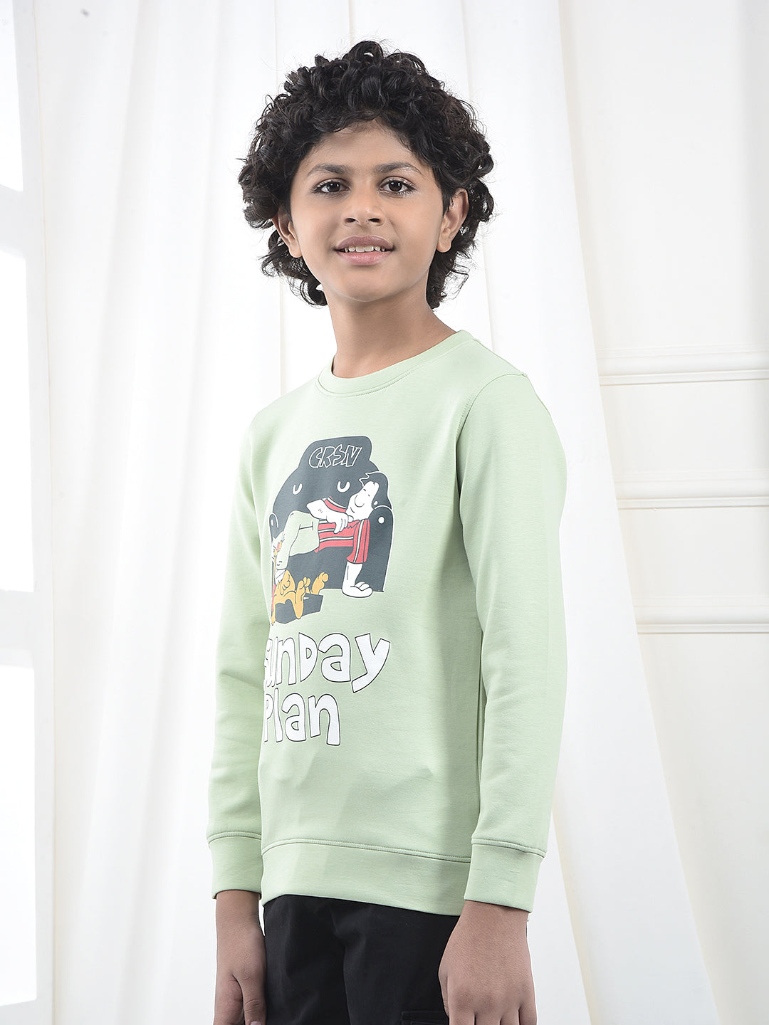 Green Graphic Print Sweatshirt