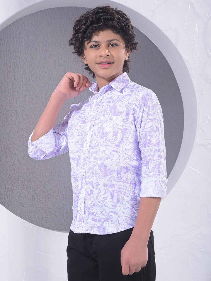 Purple Printed 100% Cotton Shirt