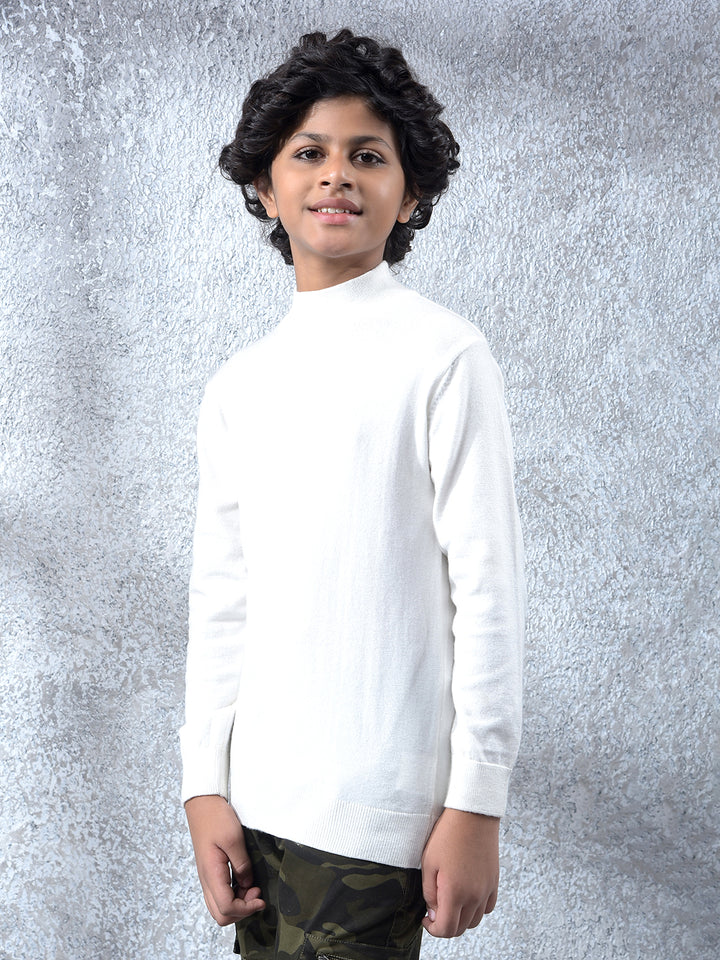 Heritage White High Neck Sweater