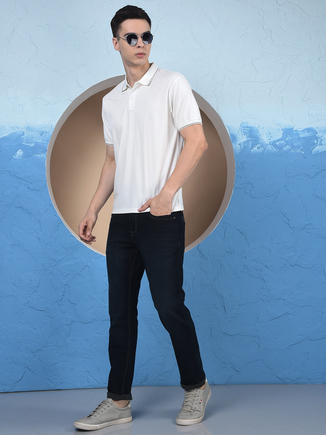 White Polo Neck T-Shirt