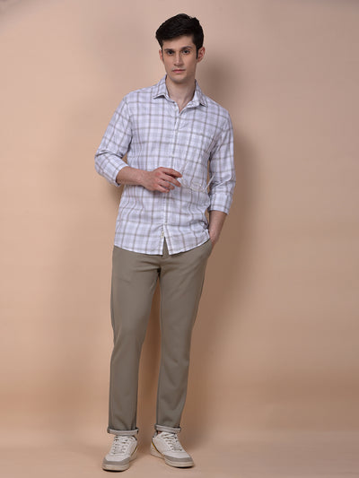 Grey Checked 100% Cotton Shirt