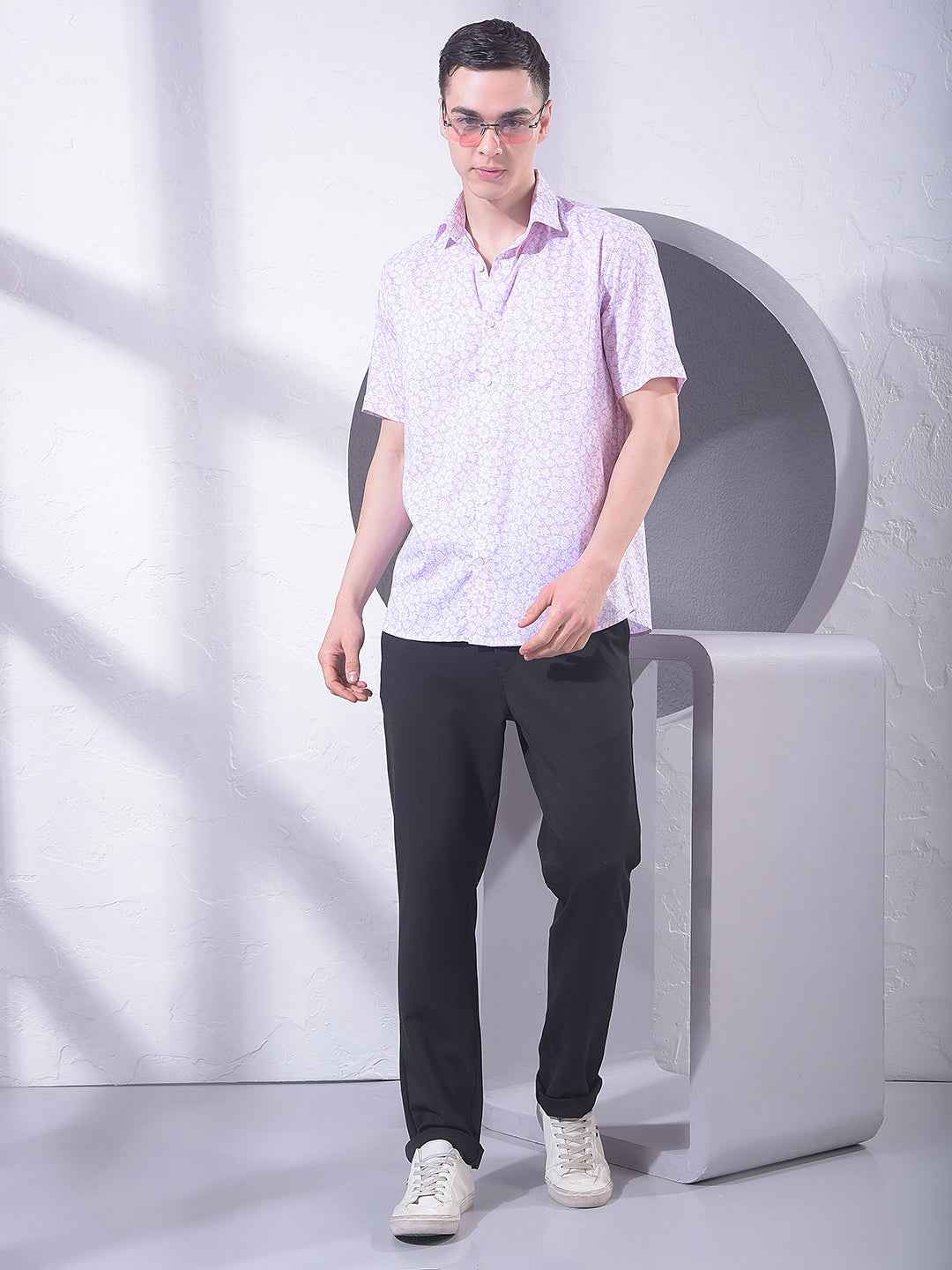 Pink Floral Print Modal Shirt