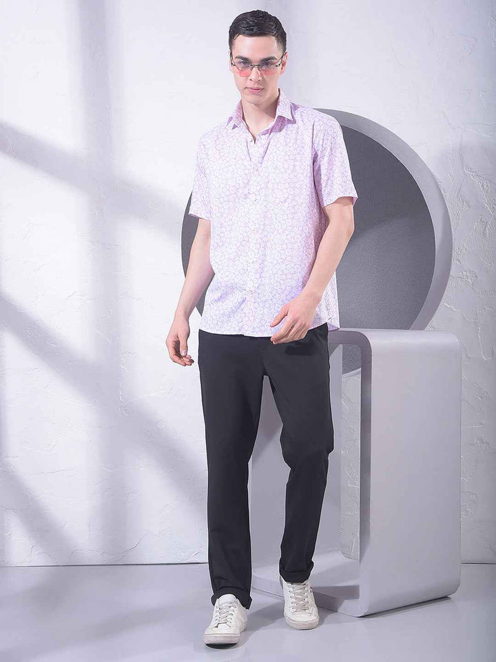 Pink Floral Print Modal Shirt