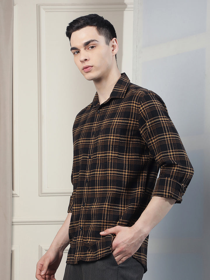 Black Checked 100% Cotton Shirt