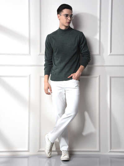 Green Soft Acrylic Regular Textured Sweater