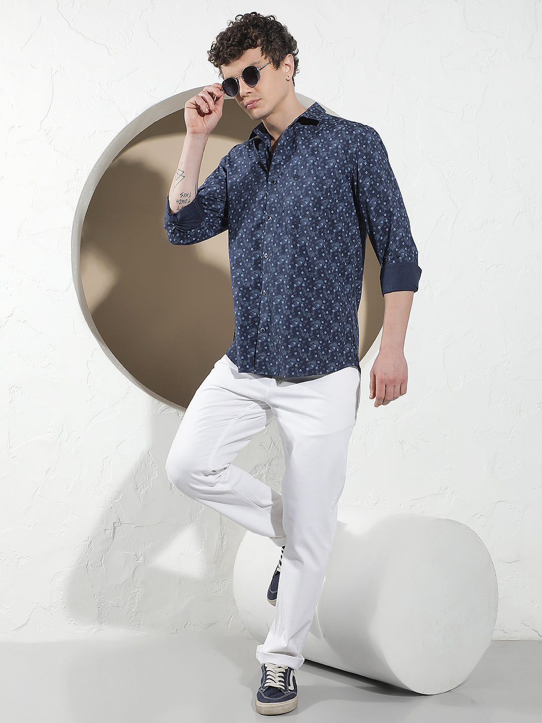 Refined Cobalt Blue Printed Shirt
