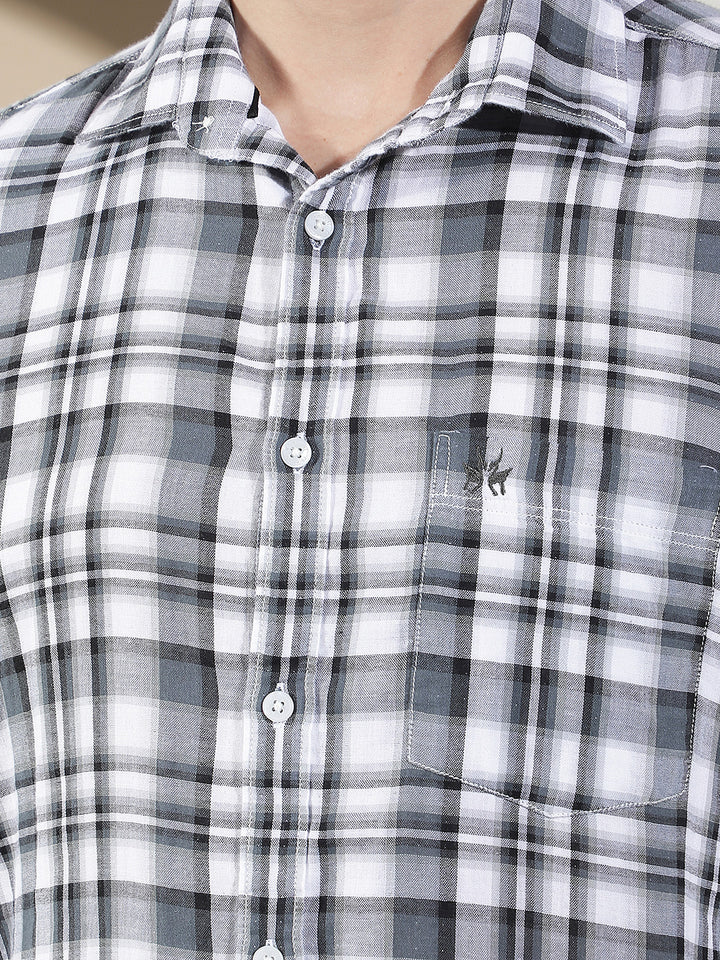 Grey Checked 100% Cotton Shirt