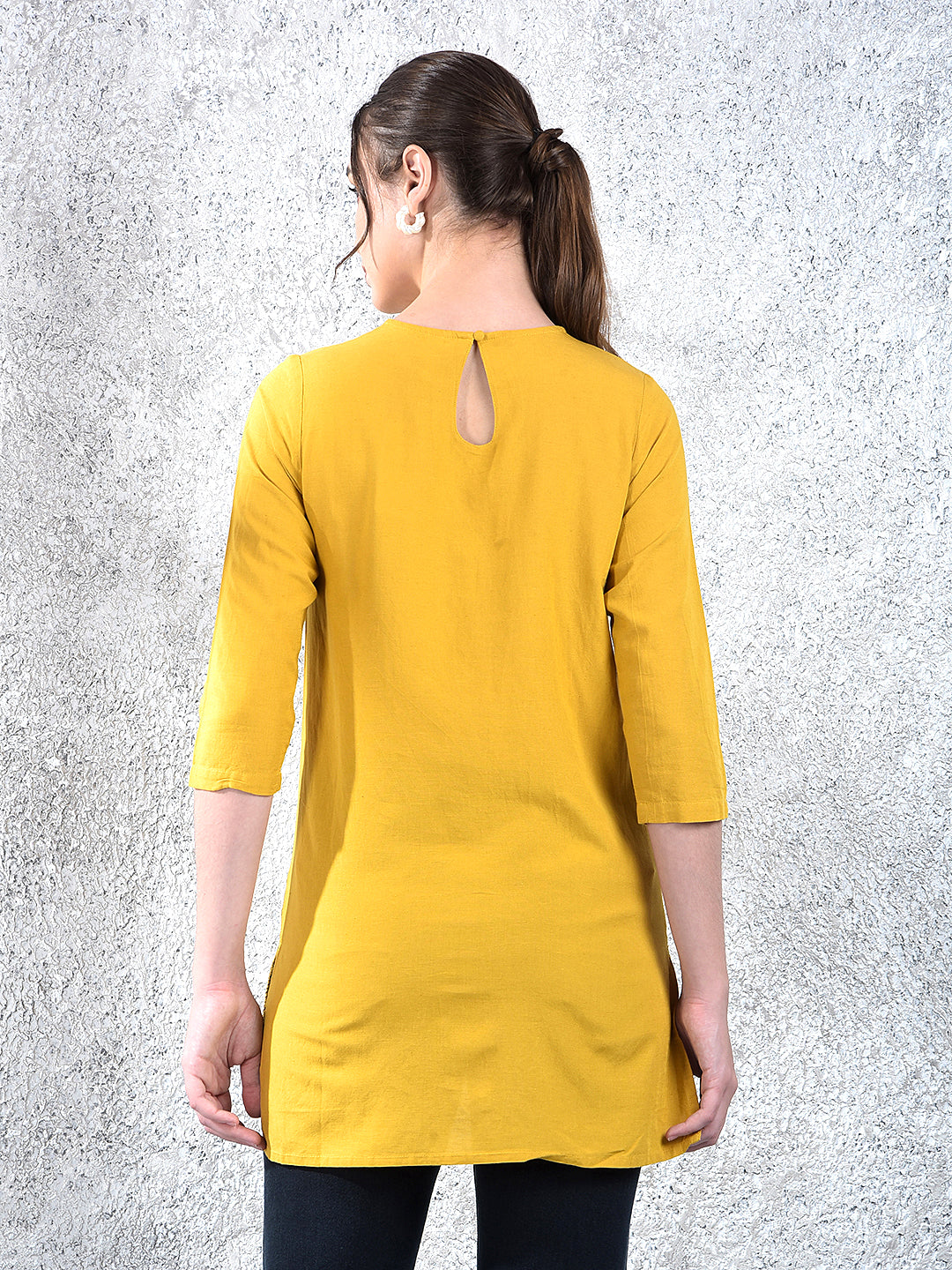 Mustard Floral Embroidered Top