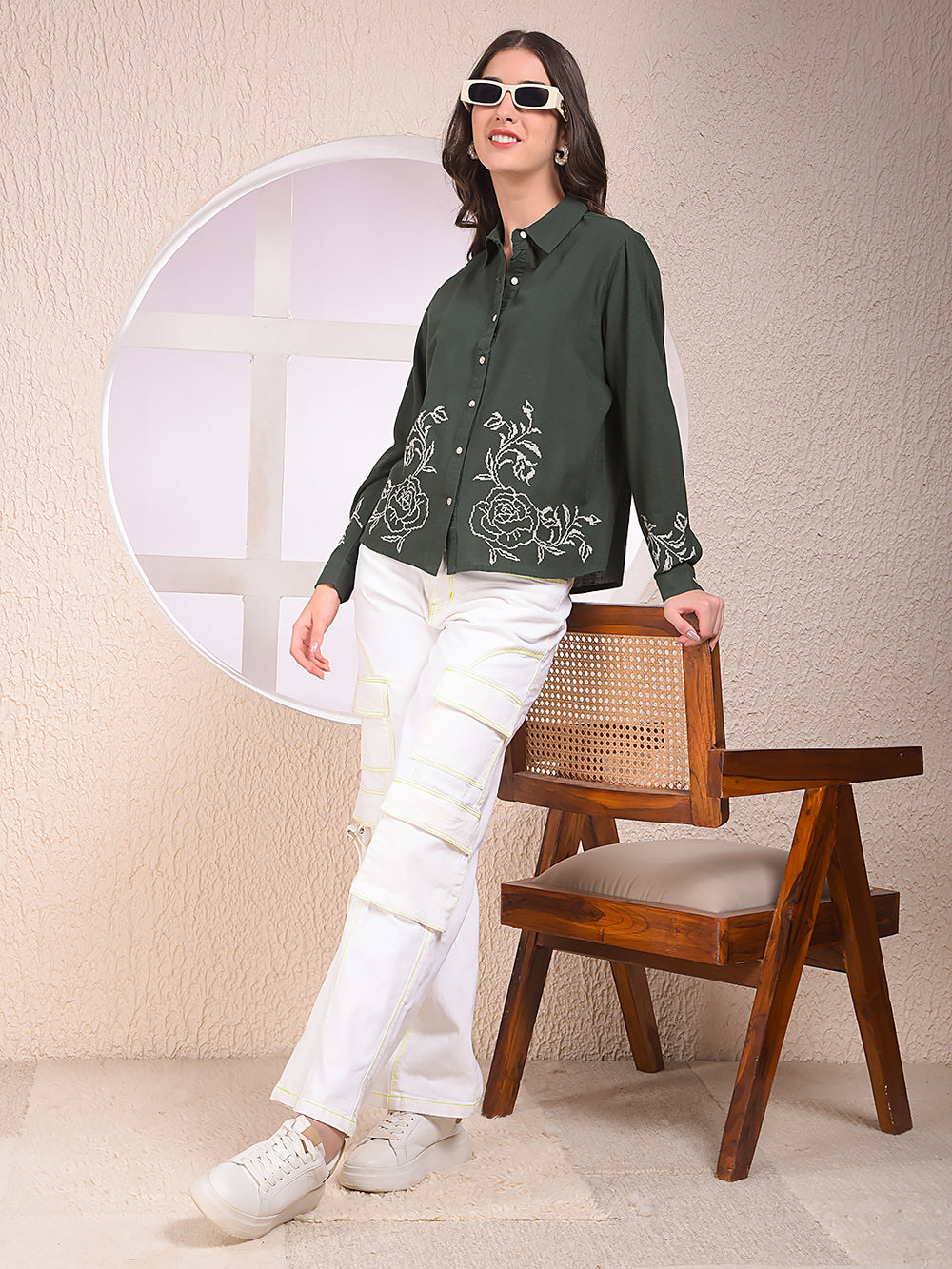 Green Embroidered Shirt