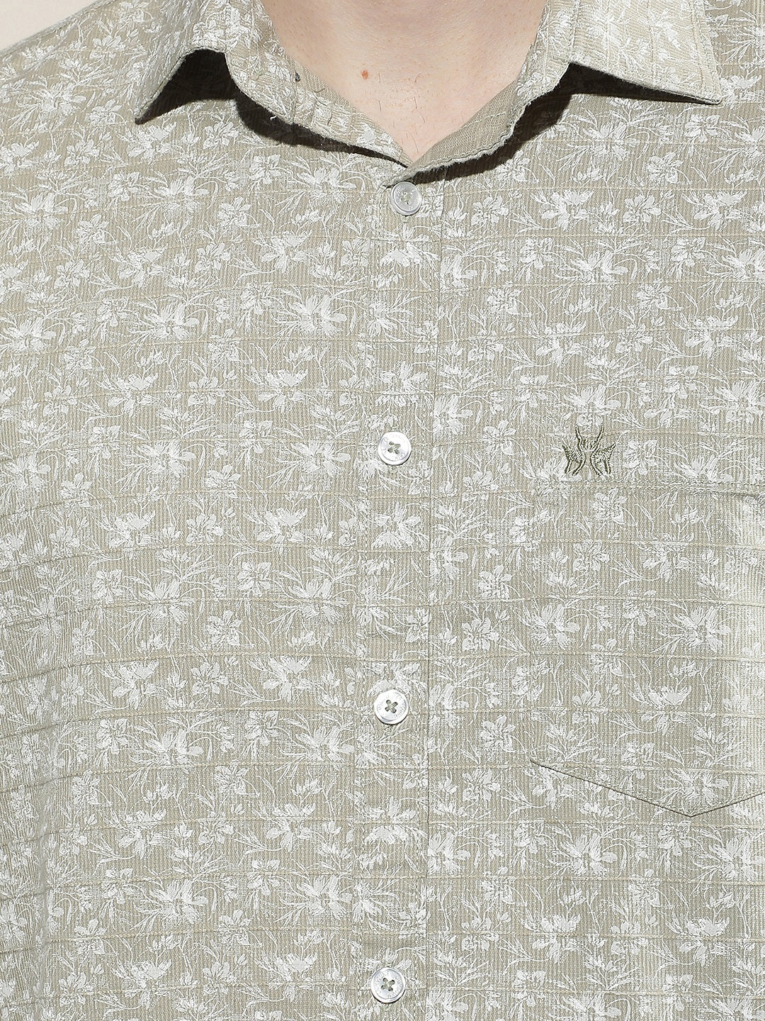 Olive Floral Print Shirt