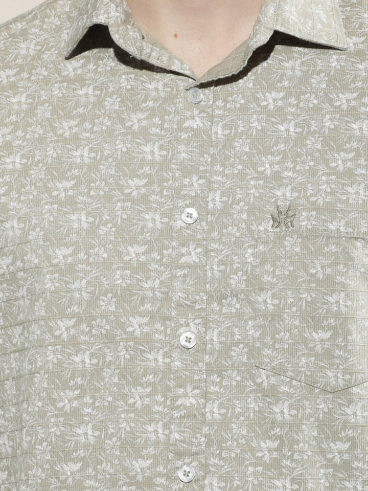 Olive Floral Print Shirt