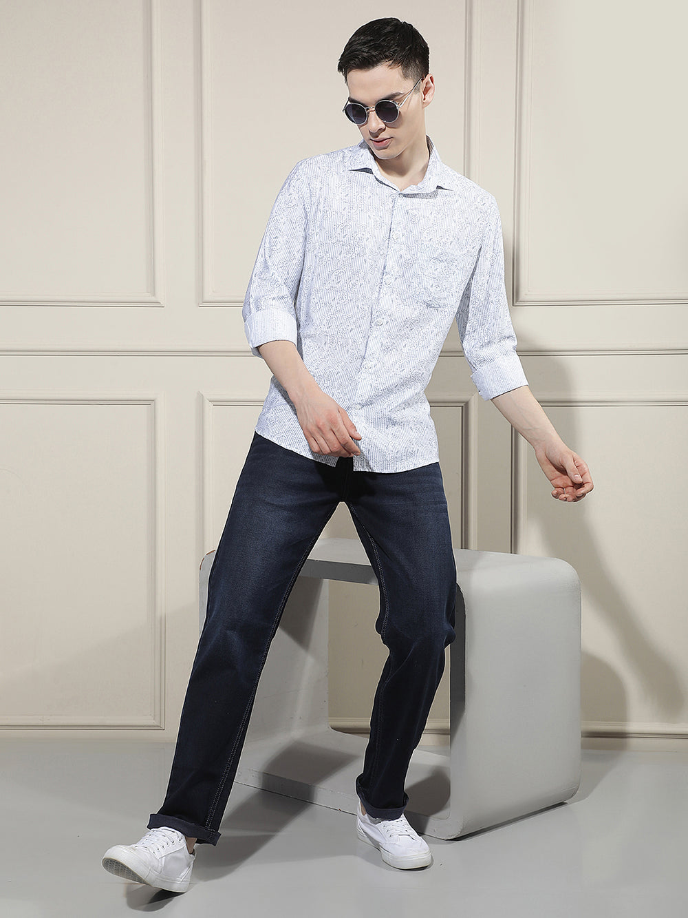 Navy Blue Straight Jeans