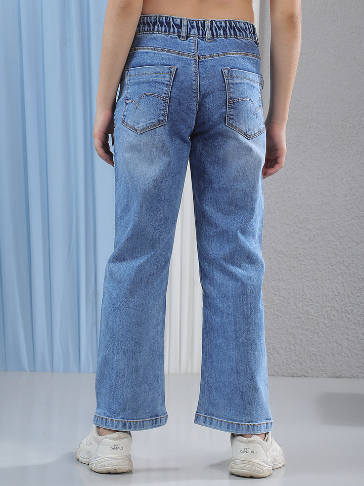 Blue Straight Stretchable Jeans