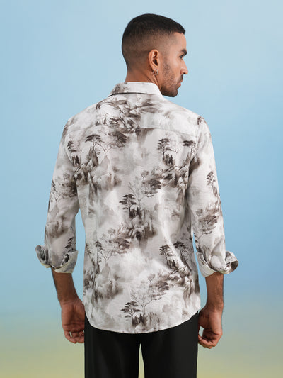 Brown Floral Print Shirt