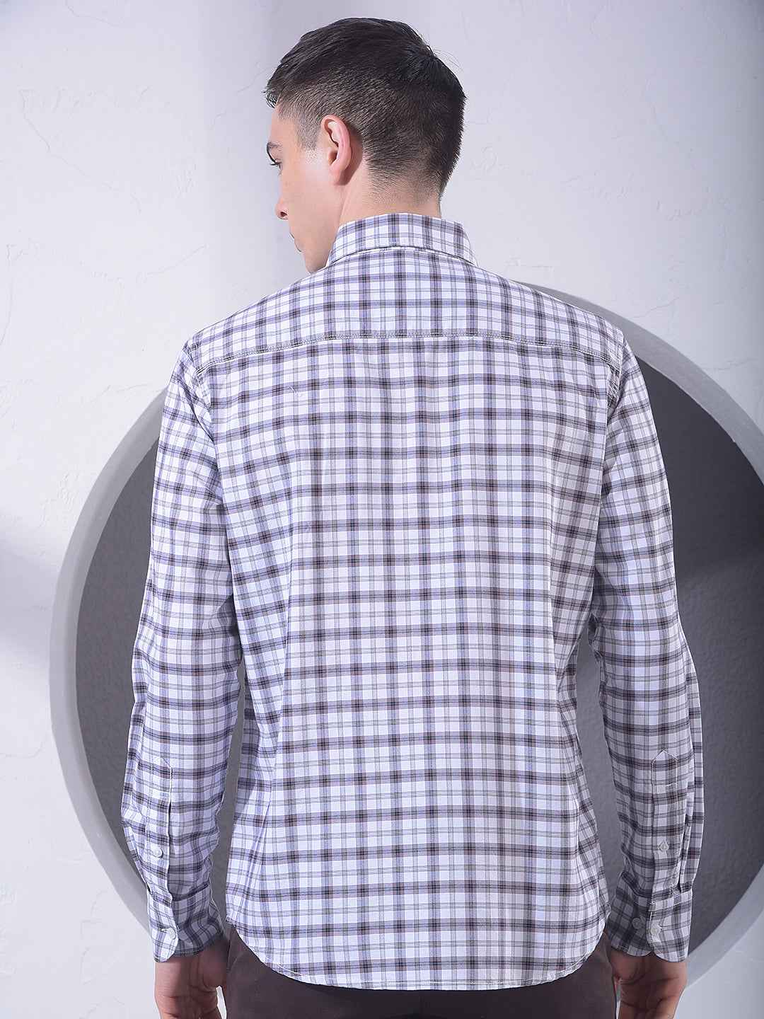 Brown Checked 100% Cotton Shirt