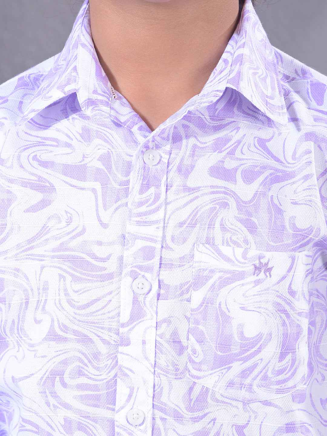 Purple Printed 100% Cotton Shirt