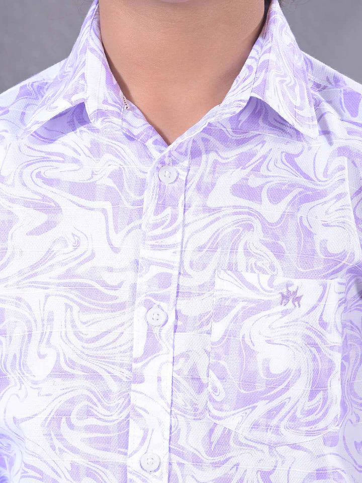 Purple Printed 100% Cotton Shirt