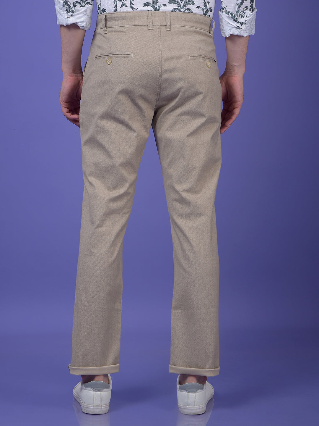Beige Printed Trousers
