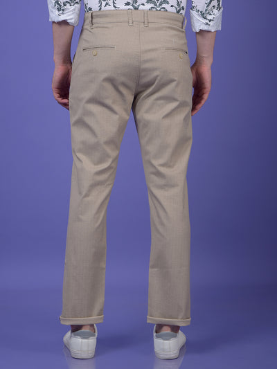 Beige Printed Trousers