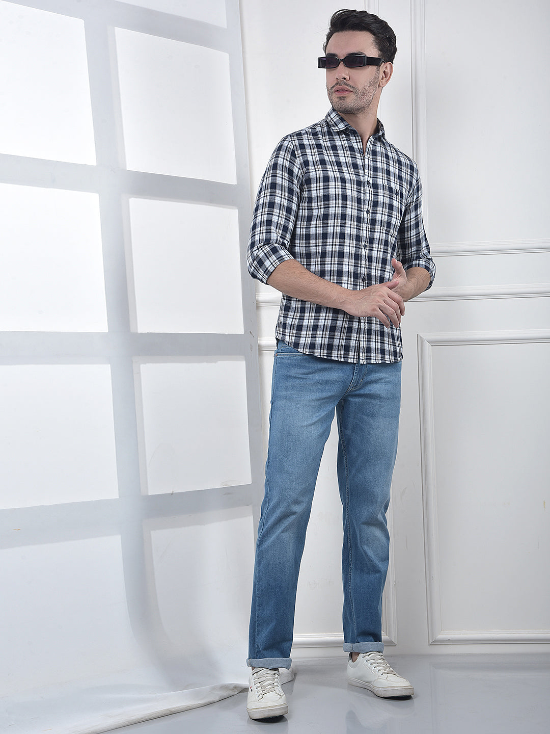Brown Checked 100% Cotton Shirt