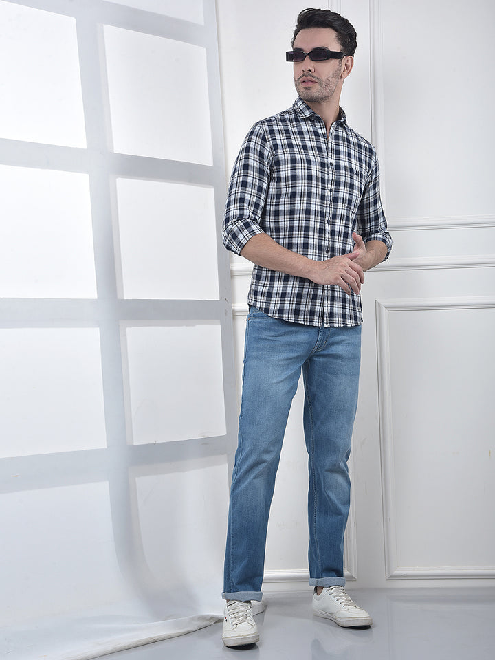 Brown Checked 100% Cotton Shirt