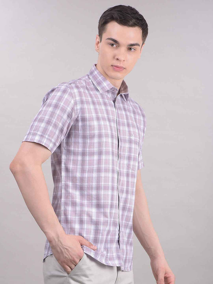 Purple Checked 100% Cotton Shirt