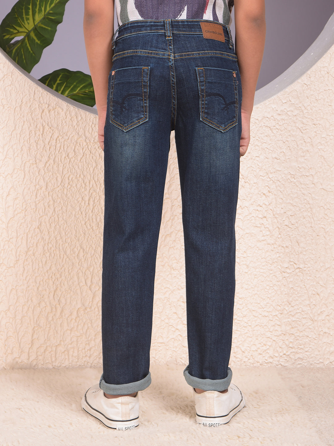 Casual Dark Blue Dark Wash Jeans