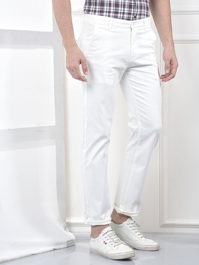 White Clean-Cut Straight Trousers