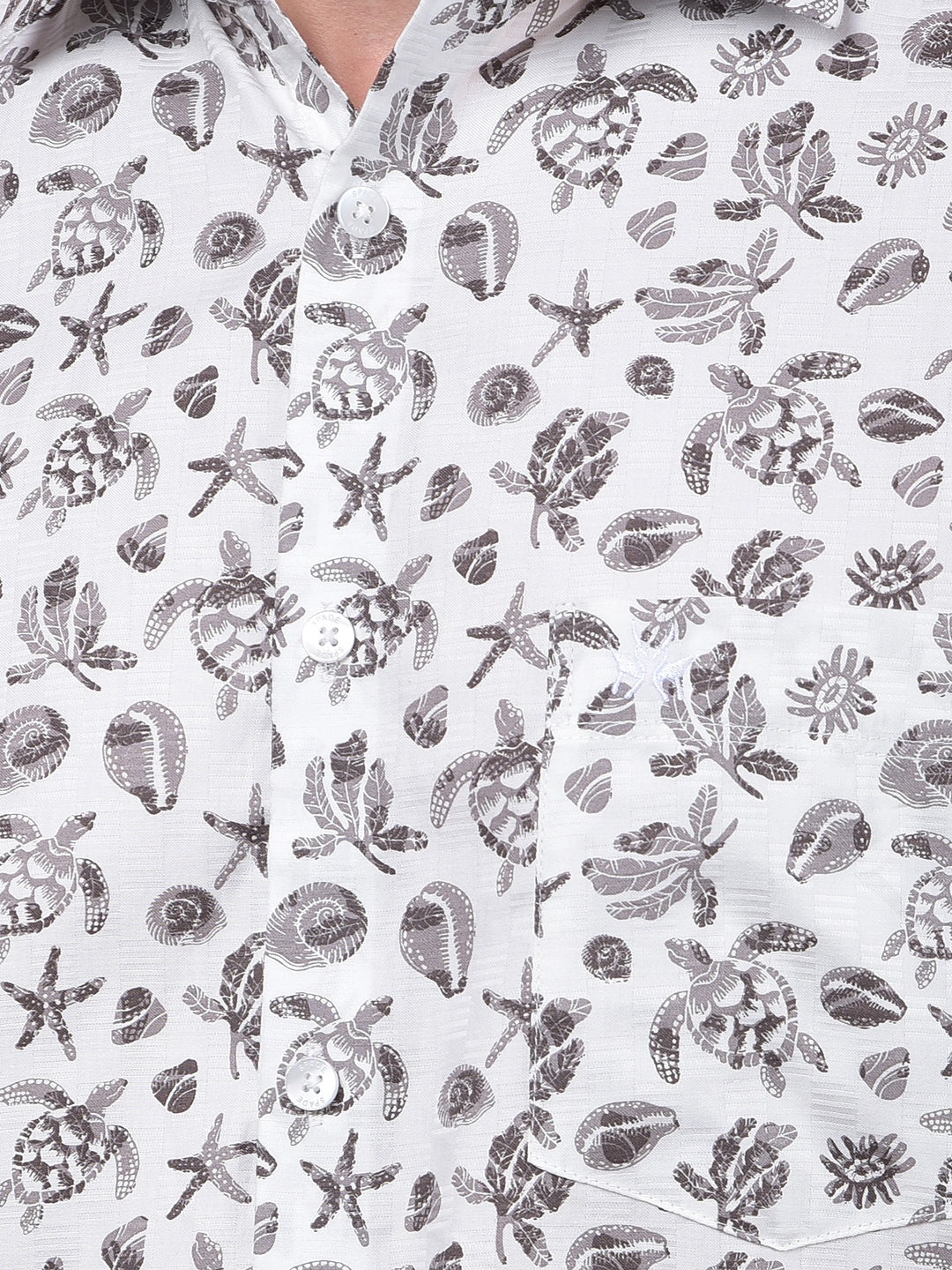 Grey Printed 100% Cotton Shirt