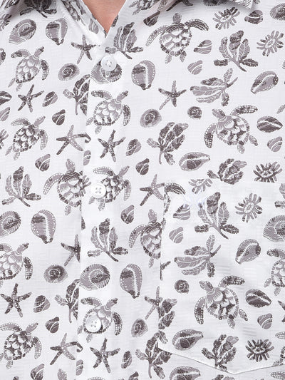 Grey Printed 100% Cotton Shirt