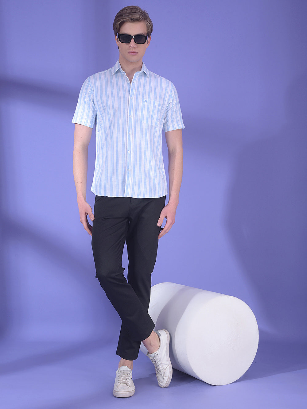 Blue Vertical Stripes 100% Cotton Shirt