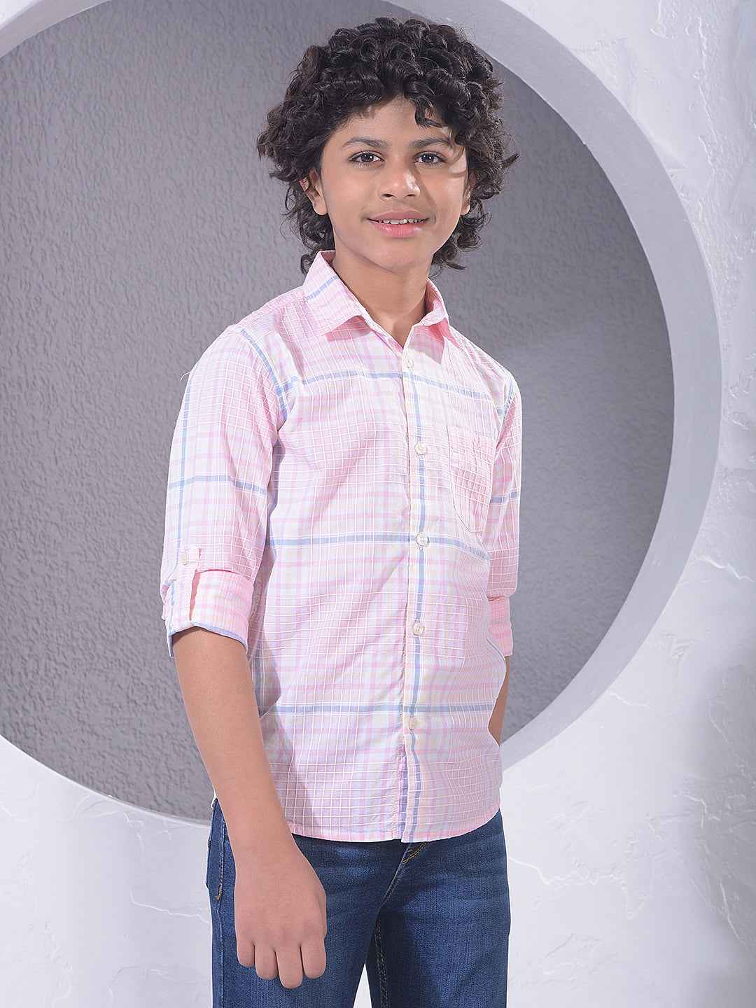 Pink Checked 100% Cotton Shirt