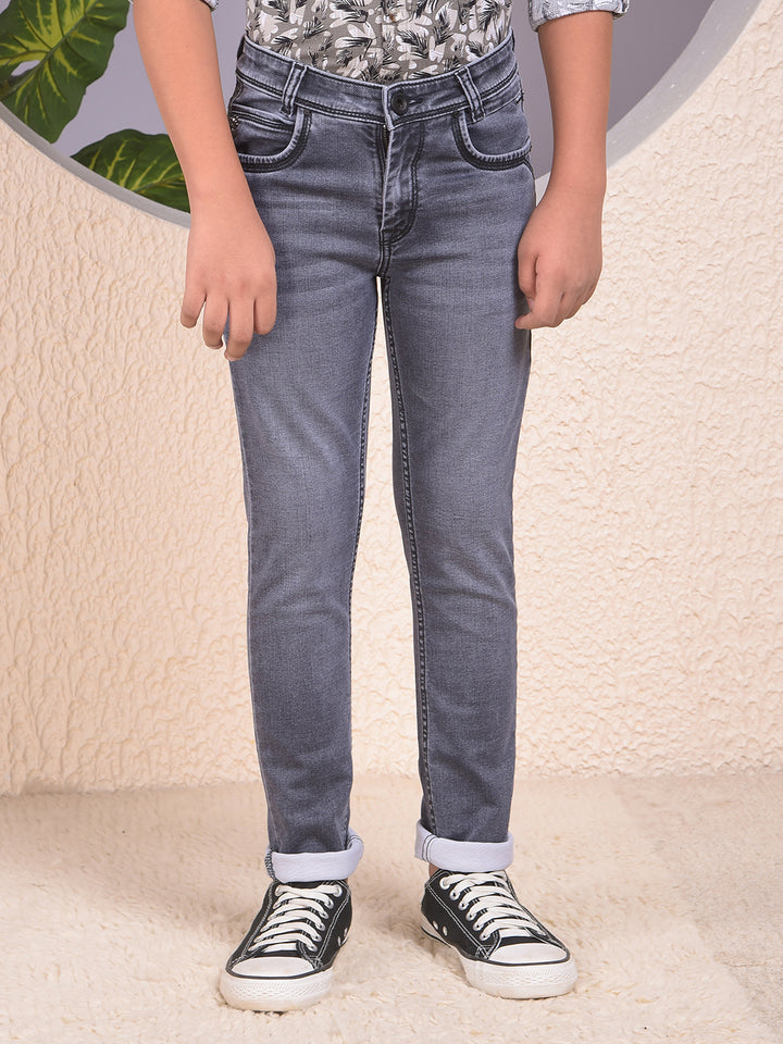 Modish Dark Wash Slim Fit Grey Jeans