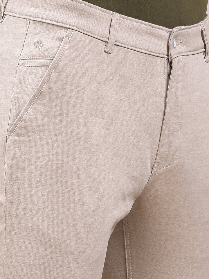 Ivory Beige Slim Trousers