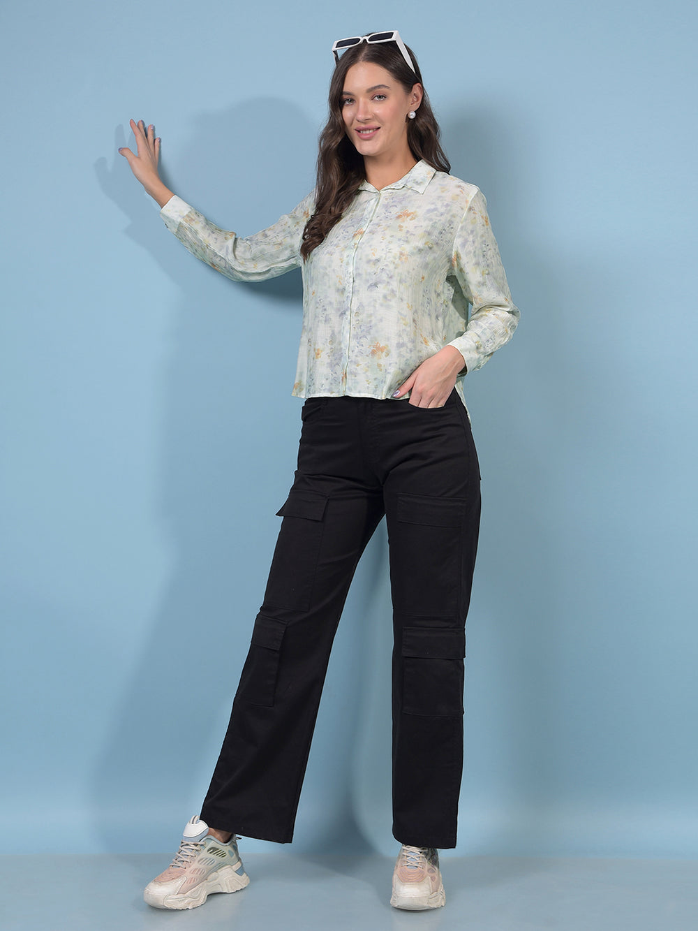 Purple Floral Print Shirt-Women Shirts-Crimsoune Club