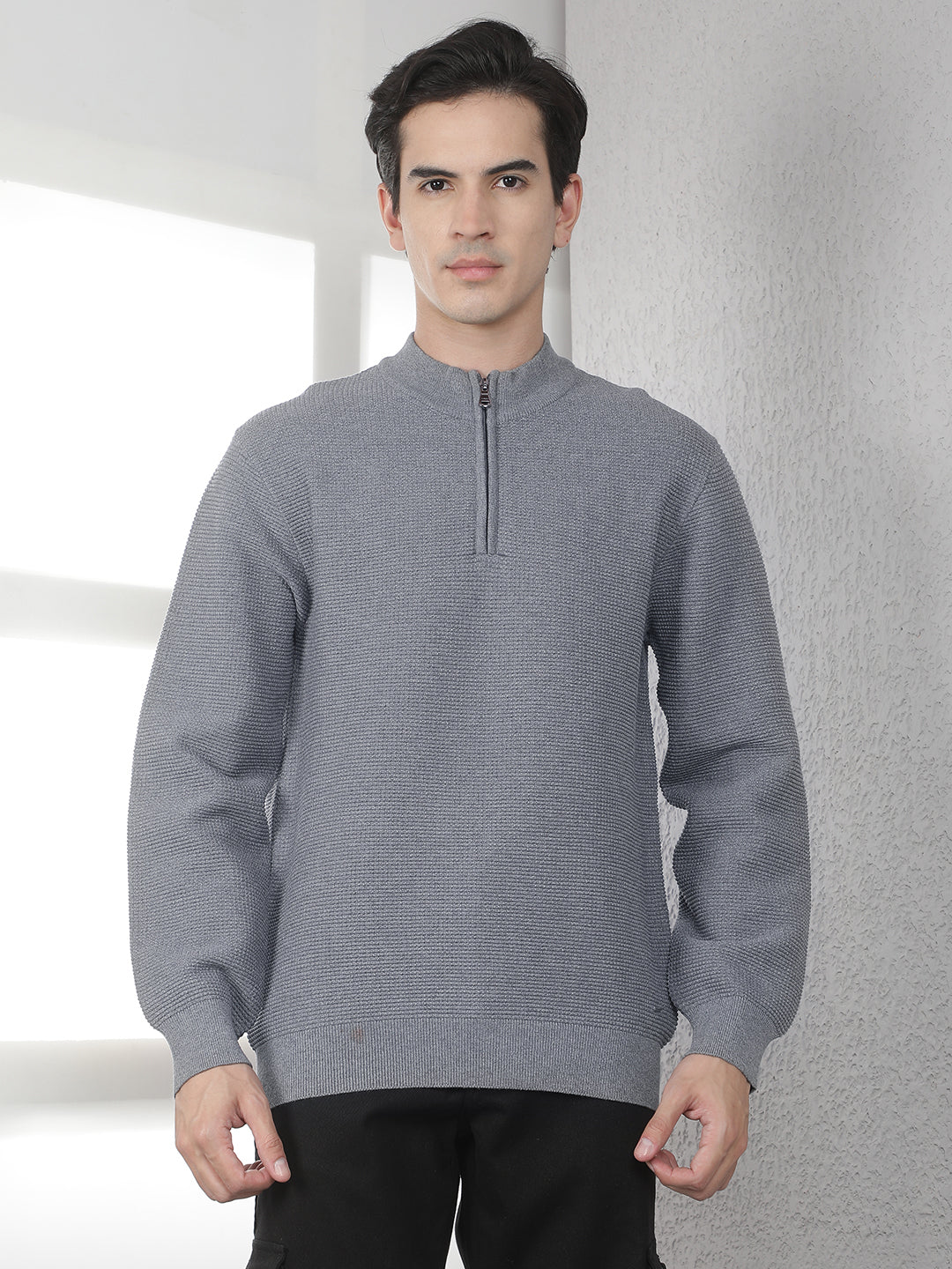 Grey Mock Neck Sweater