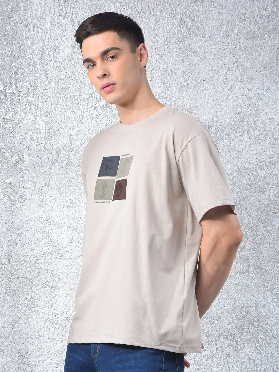 Beige Graphic Print T-Shirt