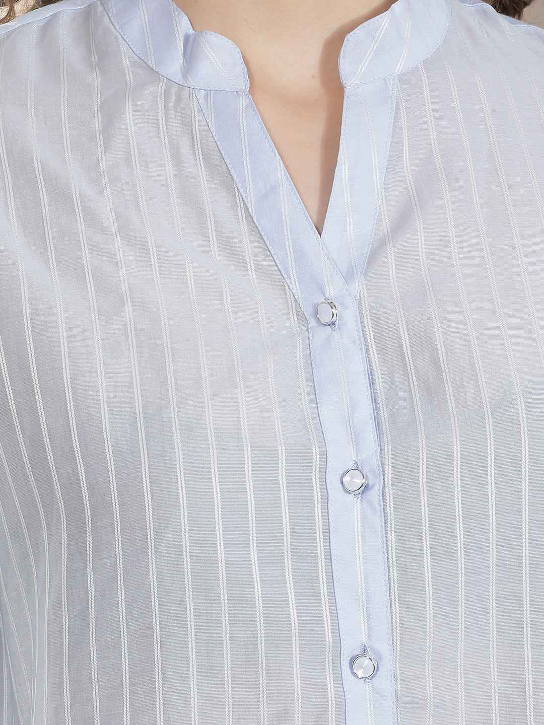Blue Vertical Striped Shirt