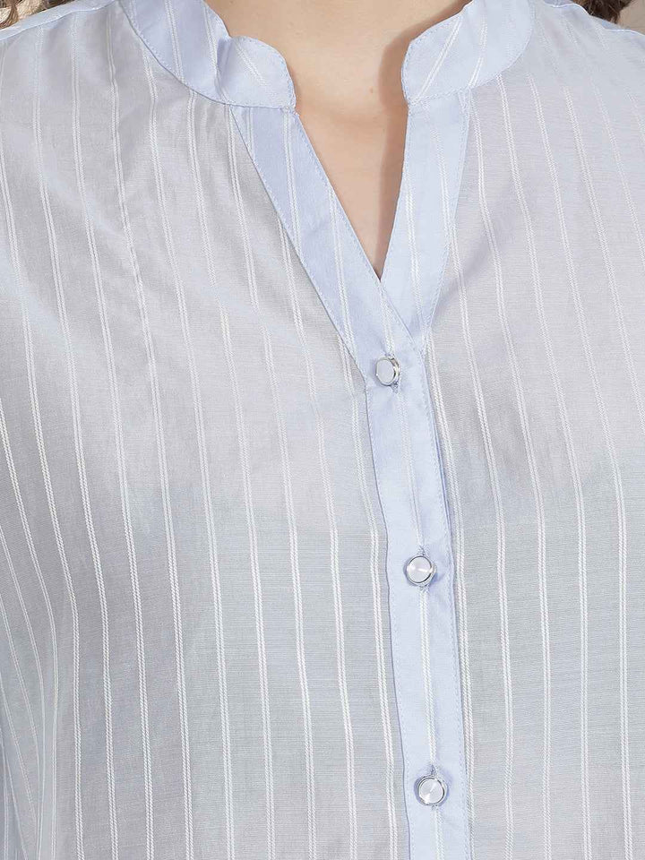 Blue Vertical Striped Shirt
