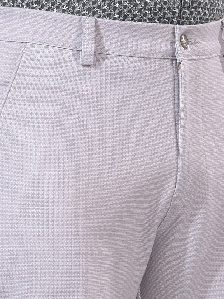 Beige Printed Knitted Trousers