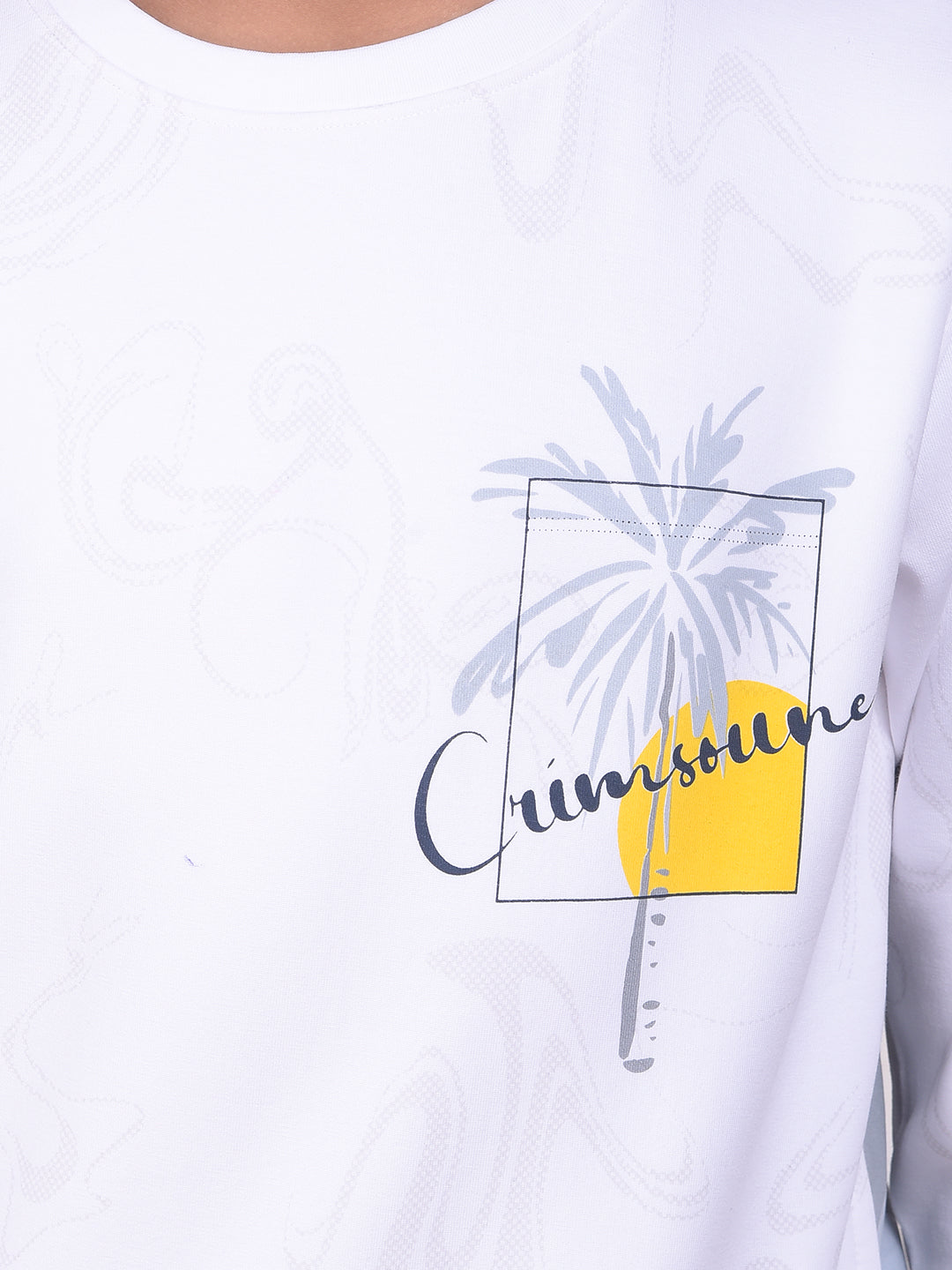 Effortless White Printed Sweatshirt